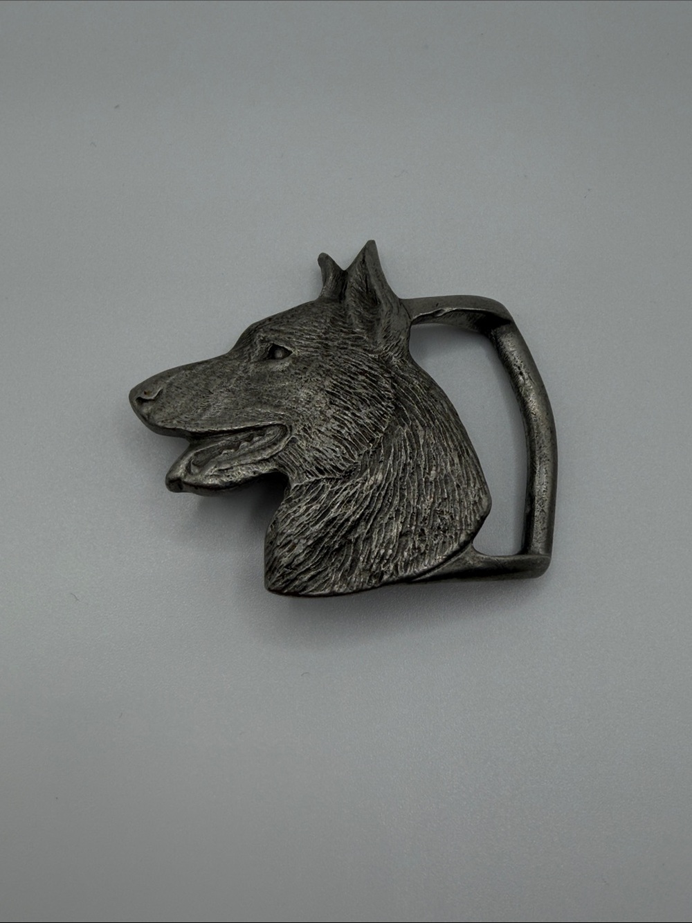 Small Pewter German Shepherd belt buckle  Rawcliffe 1984